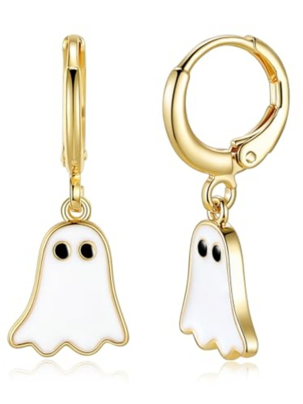 Halloween Ghost Earrings for Women – Spooky Cute 14K Gold Plated Hoop Dangle